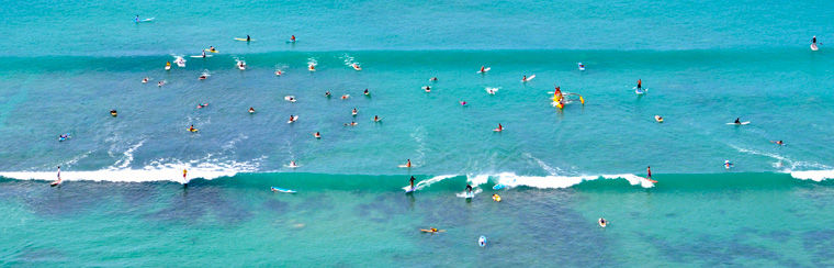 Waikiki Beach - nicht nur beliebt bei den Surfanfängern... ;)